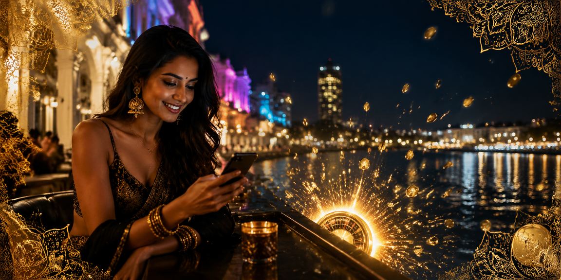 Night market scene in Connaught Place Delhi with mobile lottery access